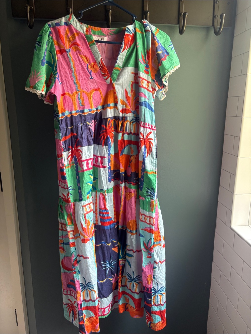 THML Multicolor Tropical Print Maxi Dress - Pink, Green, Blue, Orange